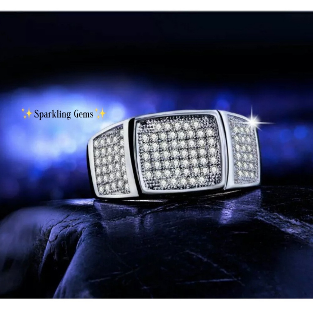Micro Paved Wedding Band 925 Silver Bling Ring - Picture 6 of 8
